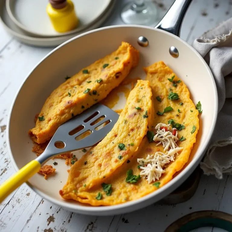 Delightful crab omelette garnished with parsley and served with a side of toast.